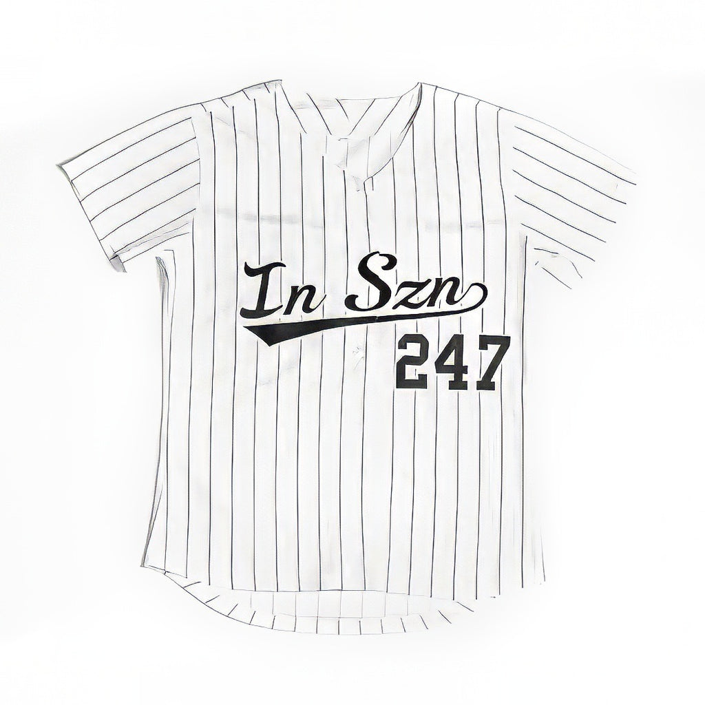 IN SZN 247 White Pinstripe Baseball Jersey