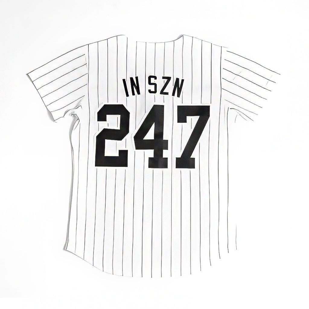 IN SZN 247 White Pinstripe Baseball Jersey
