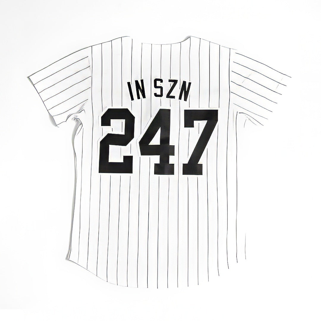 IN SZN 247 White Pinstripe Baseball Jersey